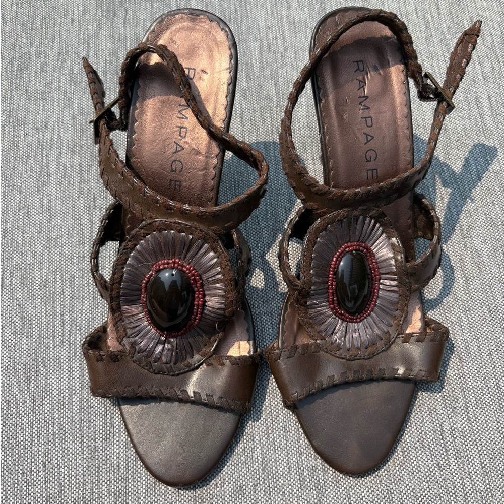 Rampage Dark Brown Women's Sandals with Embellishments